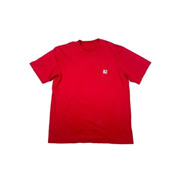 Carhartt Loose Fit Midweight Pocket Front Logo T-Shirt Short Sleeve Red Mens 2XL - Picture 2 of 9